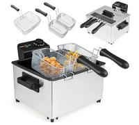 RELAX4LIFE Friteuse à Huile 5L 2000 W en Acier Inoxydable avec Zone Froide, Fenêtre de visualisation, 3 Paniers Amovibles Compatibles Lave-Vaisselle pour Frites Nuggets de Poulet, Aliments Frits
