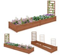 RELAX4LIFE Jardinère Surélevée avec Treillis en Bois, Bac à Fleurs avec Base Ouverte, Carré Potager Surélevé pour Patio Jardin-Culture de Vignes Fruits Légumes Fleurs Herbes (Marron)