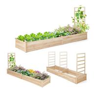 RELAX4LIFE Jardinère Surélevée avec Treillis en Bois, Bac à Fleurs avec Base Ouverte, Carré Potager Surélevé pour Patio Jardin-Culture de Vignes Fruits Légumes Fleurs Herbes (Naturel)
