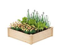 RELAX4LIFE Jardinière Carrée sans Fond 100 CM, Carré Potager en Bois de Sapin, Installation Facile, Peinture DIY, Lit de Jardin Surélevé pour Fleurs, Plantes et Herbes