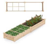 RELAX4LIFE Jardinière en Bois avec 7 Compartiments, Carré Potager DIY Peinture Disponible, 2 Grands Bacs à Fleurs 0,26 m³pour Terrasse Jardin 228x62cm (Naturel)