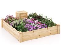 RELAX4LIFE Jardinière Extérieur en Bois, Carré Potager 0,35 m³ avec Bac à Compost de 26 L, Capacité de 150 L, 124 x 124 x 25,5 cm