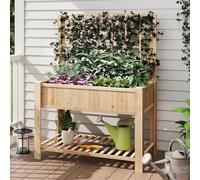 RELAX4LIFE Jardiniere sur Pieds avec Treillis, Jardiniere Treillis en Bois, Carre Potager sur Pied, Étagère Inférieure pour Outils, Trou de Drainage, Fond Amovible, pour FleursLégume Herbe (Naturel)