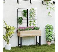 RELAX4LIFE Jardinière sur Pieds avec Treillis Métallique, Jardinière Treillis en Bois, Fond à Lattes pour Drainage, Carré Potager sur Pieds, Longueur 80 CM, pour Balcon/Terrasse/Jardin