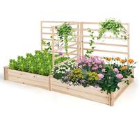 RELAX4LIFE Jardinière Surélevée avec 2 Bac à Fleurs, Carré Potager avec 3 Treillis en Bois pour Plantes Grimpantes, Assemblage DIY
