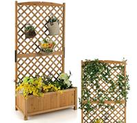 RELAX4LIFE Jardinière Surélevée Bois avec Treillis en Losange et Trous de Drainage, Jardinière sur Pied pour Plantes Grimpantes (Jaune, 90x45x181cm | Sapin)