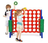 RELAX4LIFE Jeu de Puissance 4 Géant avec 42 Anneaux, Jeu Straégie Ludique et Éducatif avec Levier de Réinitialisation pour Réunion, Famille (Bleu)