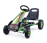 RELAX4LIFE Kart à Pédales d’Extérieur pour Enfants avec Siège Réglable, Pneus Antidérapant, Cadre Métallique Robuste, Go-Kart Adapté pour Enfant 3-8 Ans,101x61x62cm, Rogue/Blue/Vert(Style 4, Vert)