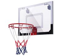 RELAX4LIFE Kit de Mini Panier de Basket avec Panneau Accroché sur Porte ou Mur, Anneau de Basket-Ball avec Filet, Ballon et Pompe Inclus Dimension 46x30,5CM (Panier de Basket avec Panneau)