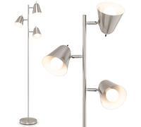 RELAX4LIFE Lampadaire 3 Spots, Lampadaire sur Pied avec 3 Spots Orientables, Lampe sur Pied avec 3 Ampoules LED, Interrupteurs Indépendants, Socle Lourd, E27, pour Salon Chambre Bureau (Argenté)