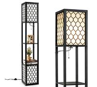 RELAX4LIFE Lampadaire Étagère 160 CM, Lampadaire Salon sur Pied Moderne, Abat-jour en Tissu, Ampoule E27, Lampe sur Pied pour Salon Chambre Bureau (Style 6)