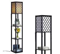 RELAX4LIFE Lampadaire Étagère 160 CM, Lampadaire Salon sur Pied Moderne, Abat-jour en Tissu, Ampoule E27, Lampe sur Pied pour Salon Chambre (Style 5)