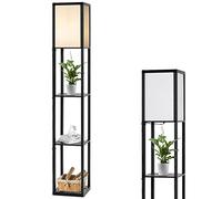 RELAX4LIFE Lampadaire Étagère 160 CM, Lampadaire Salon sur Pied Moderne, Abat-jour en Tissu, Ampoule E27, Lampe sur Pied pour Salon Chambre Bureau (Style 1)