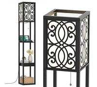 RELAX4LIFE Lampadaire Étagère 160 CM, Lampadaire Salon sur Pied Moderne, Abat-jour en Tissu, Lampe sur Pied pour Salon Chambre Bureau (Style 4)