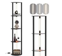 RELAX4LIFE Lampadaire Étagère 163 CM, Lampadaire sur Pied Salon Moderne, Luminosité Réglable, Poteaux LED Rotatifs, Interrupteur au Pied, Lampe sur Pied pour Salon Chambre Bureau (Style 3)