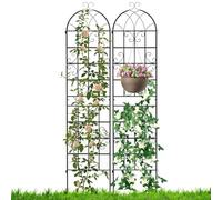 RELAX4LIFE Lot de 2/4 Treillis Plante Grimpante Exterieur, Treillis Jardin 220 CM en Métal, Support pour Plantes Grimpantes, Ornement Délicat Rétro, pour Vigne Lierre Rose (Noir | 2Pcs, 220 CM)