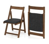 RELAX4LIFE Lot de 2 Chaise Pliante Bois, Chaises Pliantes Salle a Manger, Dossier Incurvé, Repose-Pieds, Chaise Pliante Intérieur Rembourrée, Aucun Montage, Compacte pour Salon Bureau(Gris Anthracite)