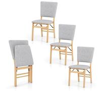 RELAX4LIFE Lot de 2 Chaise Pliante Salle à Manger, Chaise Pliable Intérieur, Pieds en Bois de Caoutchouc, Dossier Élargi Incliné, Siège Rembourré, Gain de Place pour Salon Cuisine Restaurant (Gris,2)