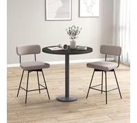 RELAX4LIFE Lot de 2 Tabouret de Bar Hauteur Assise 63,5 cm, Tabouret Bar 4 Pieds Pivotant, Chaise de Bar Rembourrée, Tissu de Lin, Dossier, Repose-Pieds, Cadre Métallique, pour Îlot Central (1, Beige)