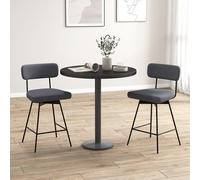 RELAX4LIFE Lot de 2 Tabouret de Bar Hauteur Assise 63,5 cm, Tabouret Bar 4 Pieds Pivotant, Chaise de Bar Rembourrée, Tissu de Lin, Dossier, Repose-Pieds, Cadre Métallique, pour Îlot Central (1, Gris)