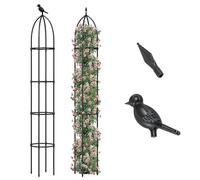 RELAX4LIFE Lot de 2 Treillis Plante Grimpante Extérieur, Treillis Fleur 2M, Tuteur Plante Grimpante, Métal Enduit Antirouille, Hauteur Réglable, Têtes Remplaçables, Support pour Fleur Tomate Raisin