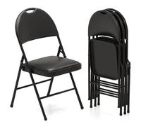 RELAX4LIFE Lot de 4 Chaise Pliante Interieur en Métal, Chaise Pliante Salle a Manger avec Poignée, Chaises de Salon Pliantes, Légère, Compacte, Aucun Montage, pour Réception Réunion Conférence