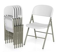 RELAX4LIFE Lot de 6 Chaises Pliantes Intérieur et Extérieur, Chaise Pliante en Plastique et Métal, Aucun Assemblage, Dossier Élargi, Assise Courbe Ergonomique, Compacte, Portable, Charge 150KG (Blanc)