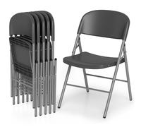 RELAX4LIFE Lot de 6 Chaises Pliantes Intérieur et Extérieur, Chaise Pliante en Plastique et Métal, Aucun Assemblage, Dossier Élargi, Assise Courbe Ergonomique, Compacte, Portable, Charge 150KG (Gris)