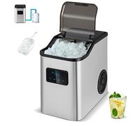 RELAX4LIFE Machine à Glaçons Autonettoyante 27 KG en 24H Nugget Ice, Machine a Glacons en Acier Inoxydable avec Affichage Led Tactile, 2 Modes Remplissage d’Eau 2,5L, Pour Maison Bureau Cuisine