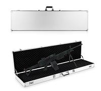 RELAX4LIFE Mallette à Fusil en Aluminium Mallette à Carabine Double Sécurité avec 2 Serrures à Code et 2 Cadenas, Dimension 133,5x34,5x11,5cm(L x I x H) (argenté)