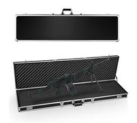 RELAX4LIFE Mallette à Fusil en Aluminium Mallette à Carabine Double Sécurité avec 2 Serrures à Code et 2 Cadenas, Dimension 133,5x34,5x11,5cm(L x I x H) (Noir)