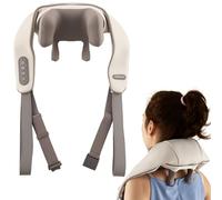RELAX4LIFE Masseur Cervical Chauffant | Masseur Cou et Cervicales sans Fil | Sangle Double Usage | Mains Libres | Rechargeable | Appareil Massage Shiatsu 4D pour Épaule Taille | Cadeau Parents (Beige)