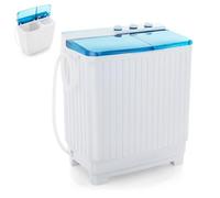 RELAX4LIFE Mini Machine à Laver à 2 Cuves Capacité 8,5 KG, Lave-Linge Semi-Automatique avec Minuteur & Essoreuse, Lave-Linge Portable Compact pour Appartement Dortoir Maison (Bleu | 10,5 KG)