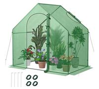 RELAX4LIFE Mini Serre de Jardin avec Housse PE, Tuyaux Métalliques Antirouille, Porte et Fenêtre à Fermeture Éclair Enroulables,Serre Hivernale Portable pour Jardin