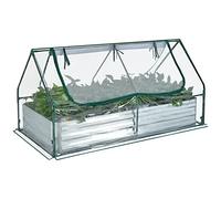 RELAX4LIFE Mini Serre de Jardin avec Jardinière en Fer, Bâche PVC Transparent, 2 Fenêtres Zippées Enroulables, Serre à Tomates Fruits Légumes Semis pour Balcon Terrasse, 180x90x90cm