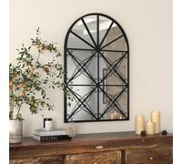 RELAX4LIFE Miroir Mural Arqué, Miroir Verrière Arche Noir avec Cadre Métallique, Verre Haute Définition, Décoration Murale Industrielle Rétro pour Chambre Entrée Salon
