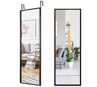 RELAX4LIFE Miroir Mural Suspendu avec Crochets de Suspension pour Porte, Miroir en Pleine Longueur Réglable en Hauteur, Convient pour Chambre, Salon, Blanc/Noir/Brun (Noir, 107,5 x 36,5cm)