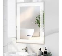 RELAX4LIFE Miroir Salle de Bain avec Eclairage 3 Couleurs & Intensité Variable 3000-6500K, Miroir Mural LED Rectrangulaire Anti-Buée avec Fonction Mémoire, Interrupteur Tactile,70x50 CM, Vertical