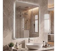 RELAX4LIFE Miroir Salle de Bain avec Éclairage 3 Couleurs, Miroir Salle de Bain LED Dimmable, IP44, Verre Trempé Incassable, Désembuage Auto-Off, Fonction Mémoire, Montage Horizontal/Vertical (80x60)