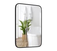 RELAX4LIFE Miroir Salle de Bain Rectangulaire 70 x 50 CM, Miroir Mural Rectangulaire, Miroir Argenté sans Cuivre, Cadre Noir en Aluminium, Montage Vertical/Horizontal, pour Salon Chambre Entrée