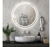 RELAX4LIFE Miroir Salle de Bain Rond φ60 CM avec Éclairage LED & Luminosité Réglable 3000-6000K, Miroir Mural Salle de Bain Anti-Buée avec Fonction Mémoire, Affichage Temps, Interrupteur Tactile