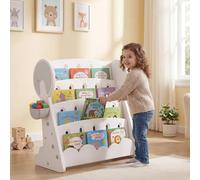 RELAX4LIFE Montessori Bibliothèque pour Enfants avec 4 Étagères et 2 Boîtes de Rangement Suspendues, Étagère de Livres pour Jouets, Présentoir, Bibliothèque de Bébé pour Chambre d’Enfant, Crèche
