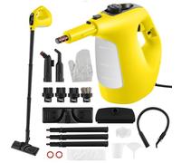 RELAX4LIFE Nettoyeur à Vapeur Portatif 1400W|400ml Réservoir d'Eau|2 Bar|14 Accessoires, Nettoyeur Pressurisé avec Verrouillage, Temps de Nettoyage Illimité pour Canapé Tapis Vitre Verre (Jaune)
