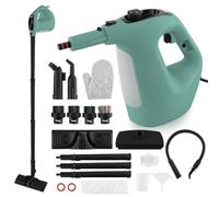 RELAX4LIFE Nettoyeur à Vapeur Portatif 1400W|400ml Réservoir d'Eau|2 Bar|14 Accessoires, Nettoyeur Pressurisé avec Verrouillage, Temps de Nettoyage Illimité pour Canapé Tapis Vitre Verre (Vert)