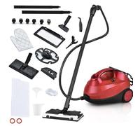 RELAX4LIFE Nettoyeur Vapeur Haute Pression 2000W |1,5 L Réservoir d'Eau | 4 Bar | 14 Accessoires Polyvalents, Aspirateur Vapeur Sans Fil pour Canapé, Tapis, Vitre, Verre(Rouge)