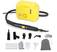 RELAX4LIFE Nettoyeur Vapeur Portable 1500W, Nettoyant Vapeur Électrique avec Réservoir d’eau 1L, Recharge en continu, 3 Bars, Temps de Chauffe 10s, 12 Accessoires pour Cuisine Voiture Canapé (Jaune)
