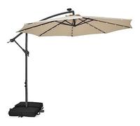 RELAX4LIFE Parasol Déporté 3x3M avec LED | Parasol Inclinable de Jardin à 8 Baleines | Pied Inclus |Imperméable&Protection UV