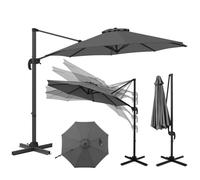 RELAX4LIFE Parasol Déporté 3x3M Rotatif à 360° (base croisée,Gris)