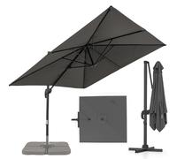 RELAX4LIFE Parasol Déporté Rectangulaire 2.5x2.5M, Parasol de Jardin Exterieur Inclinable et Rotative 360° par Pédale en Polyester Anti-UV avec 8 Baleines pour Plage Jardin Patio Café Bistro, GRIS