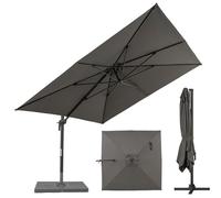 RELAX4LIFE Parasol Déporté Rectangulaire 3x3 M, Parasol de Jardin Extérieur nclinable et Rotative 360° par Pédale avec 8 Baleines Base Croisée, Résistant aux Intempéries pour Plage JardinGRIS